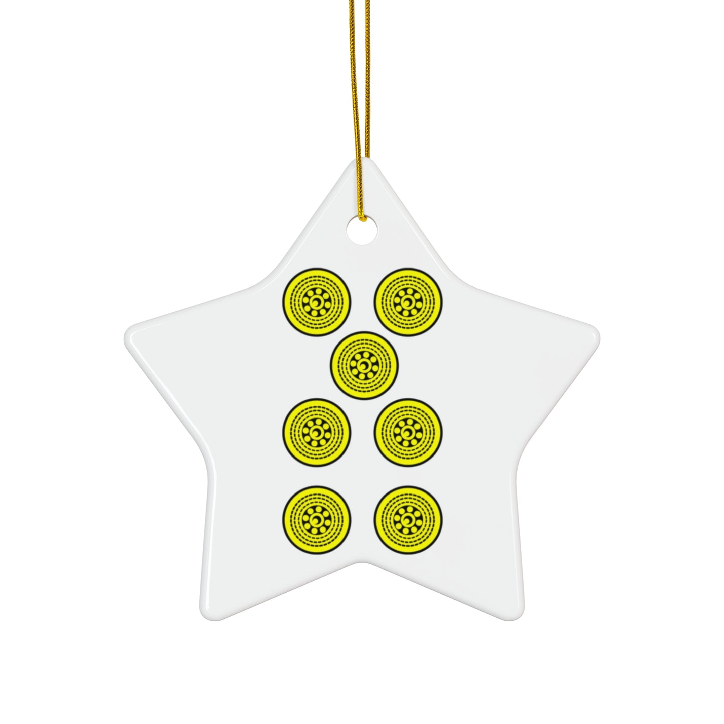 Sicilian Seven of Coins Ceramic Ornament