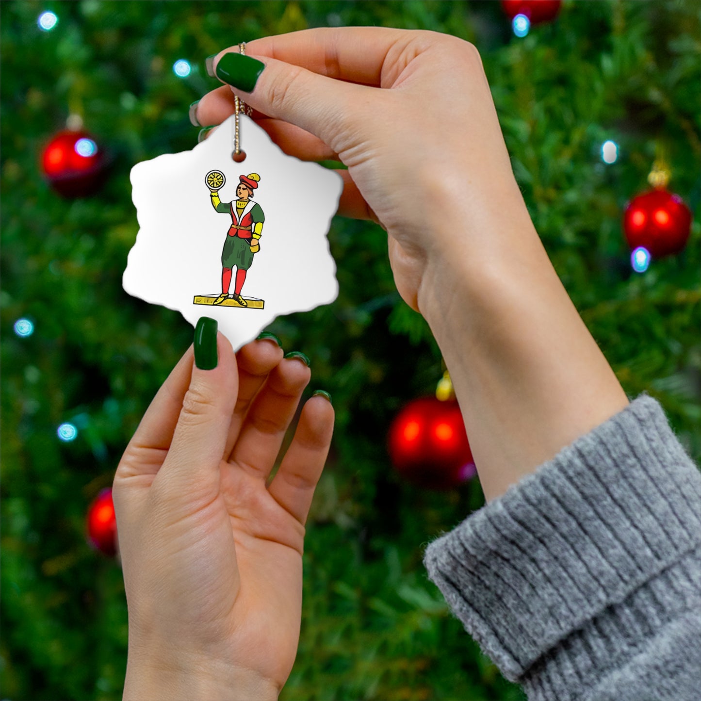 The Queen of Coins Ceramic Ornament