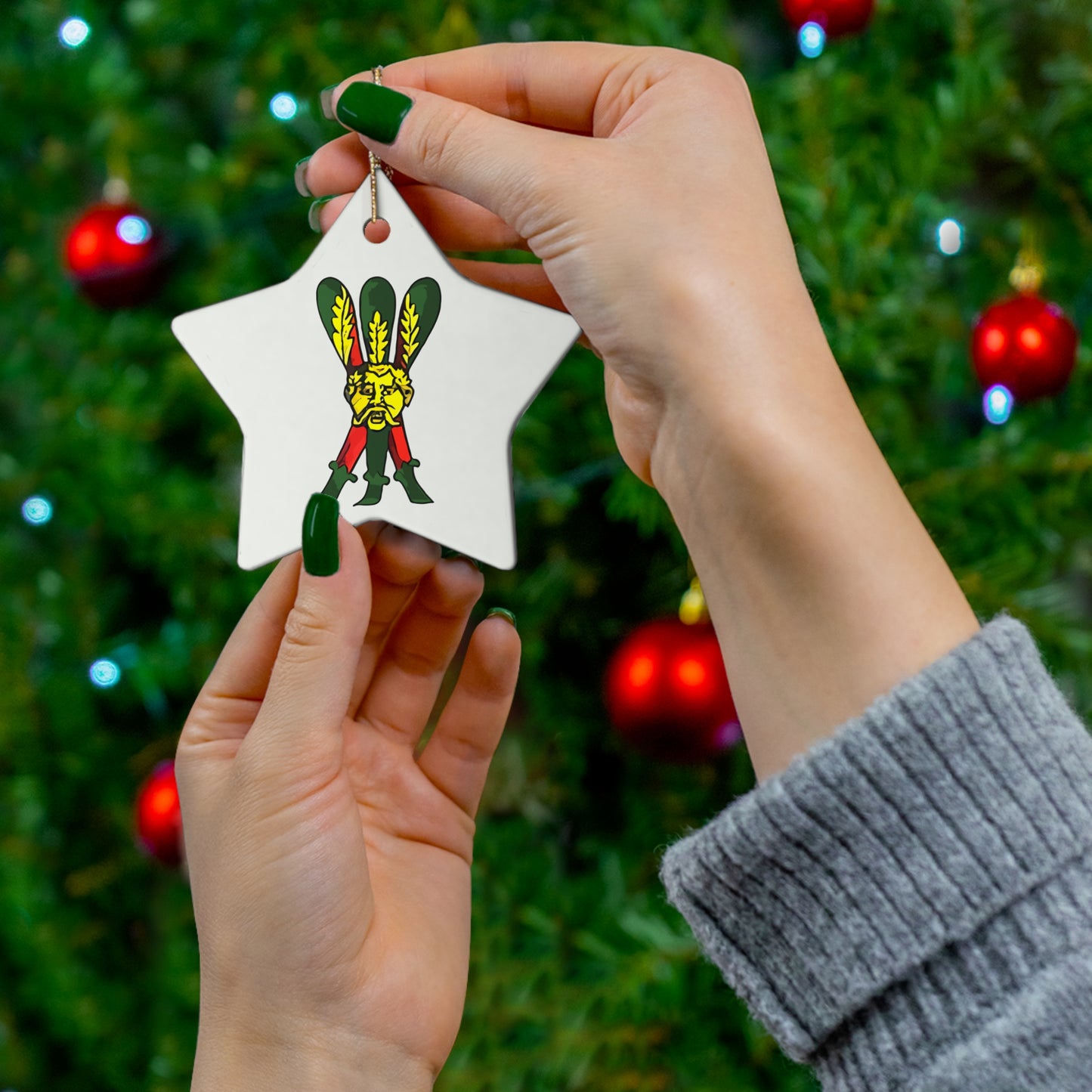 Italian Three of Clubs Ceramic Ornament