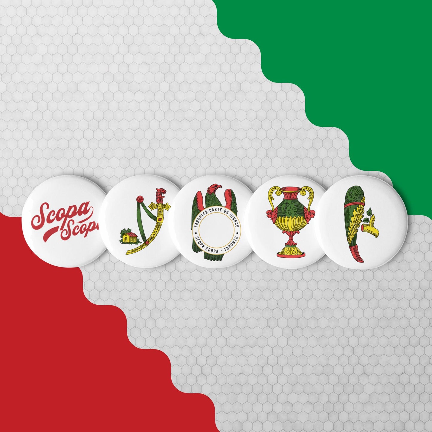 Sicilian Aces Set of Pin Buttons